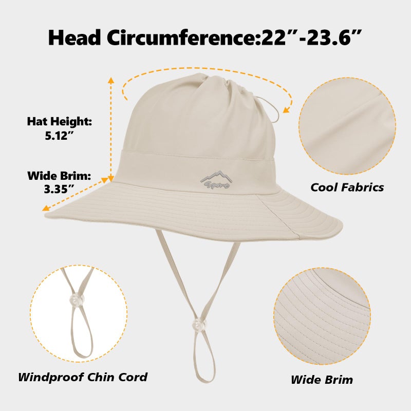 Dukars Sun Hat for Women Men with Ponytail Hole, UPF 50+ Wide Brim Bucket Hat for Fishing Hiking Gardening Grey - Image 5